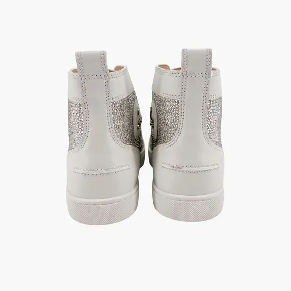 Christian Louboutin Louis Strass High Top Sneakers Size 40 US 10 White Crystal - Picture 7 of 15